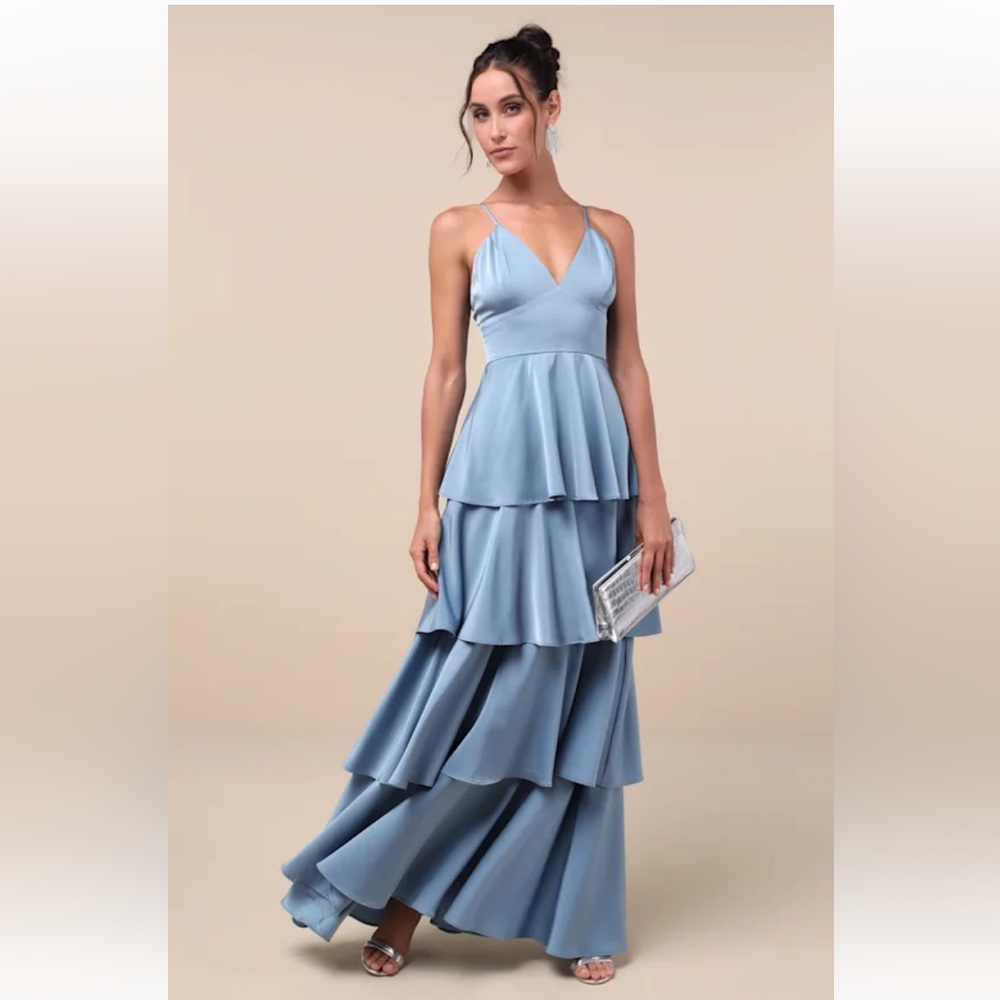 Lulu's Blue Tiered Maxi Dress